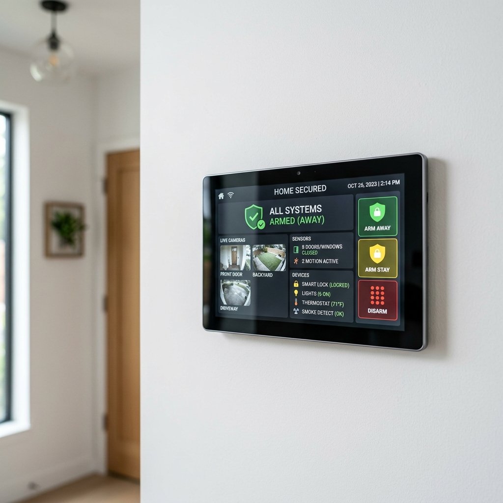 Sleek modern smart security touchscreen dashboard
